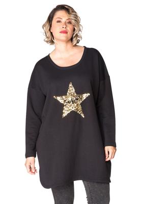 Yoek Sweater super star | Zwart | Maat L