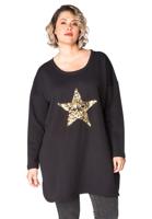 Yoek Sweater super star | Zwart | Maat Plus Yoek Sweater super star | Zwart | Maat Plus