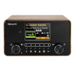 Albrecht DR 866 Radio DAB+, FM AUX, Bluetooth, DAB+, FM Voelbare toetsen, Spraakfunctie, Wekfunctie Walnoot