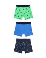 HEMA Kinderboxers Stretch Katoen Bladeren - 3 Stuks Blauw (blauw)