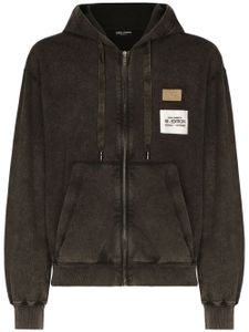 Dolce & Gabbana cardigan zippé à patch logo - Noir