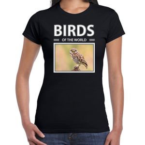 Steenuilen t-shirt met dieren foto birds of the world zwart voor dames