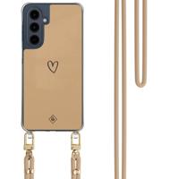 Samsung Galaxy A16 hoesje met beige koord - Hart bruin