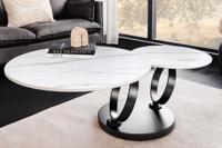Design salontafel DANCING RINGS wit ronde draaibaar marmer keramiek zwart metaal - 46356