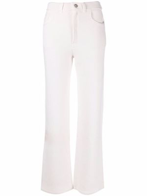 Barrie pantalon évasé à détails de surpiqûres - Blanc