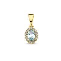 14K Geelgouden Hanger met Maart Geboortesteen Zirkonia - 16mm