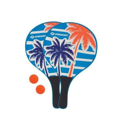 Beachball rackets - SCHILDKROT - Gelakt hout - Zwarte kunststof handgreep - 2 ballen - Hersluitbare netzak