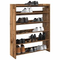 Schoenenrek 80x25x100 cm bewerkt hout oud houtkleurig