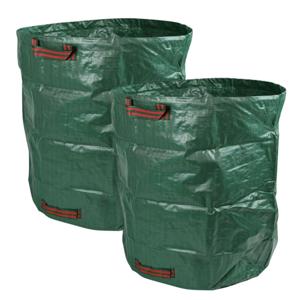 Tuinafvalzak - 2x - opvouwbaar - groot formaat - groen - 272 liter - bladeren opruimen