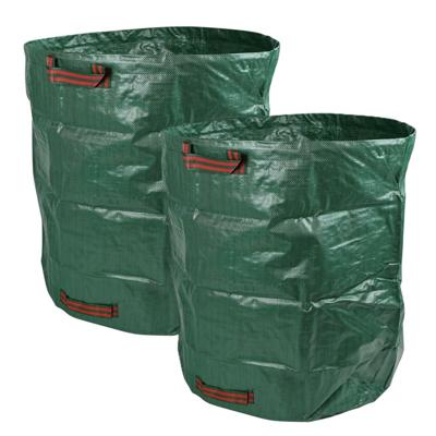 Tuinafvalzak - 2x - opvouwbaar - groot formaat - groen - 272 liter - bladeren opruimen