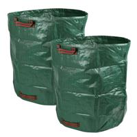 Tuinafvalzak - 2x - opvouwbaar - groot formaat - groen - 272 liter - bladeren opruimen