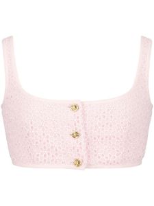 Giambattista Valli haut crop en dentelle brodée - Rose