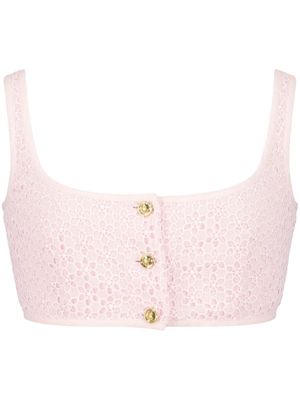 Giambattista Valli haut crop en dentelle brodée - Rose