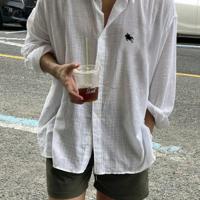 Men's White Casual Shirt - Loose Fit Drop Shoulder Woven Top White-2 / L