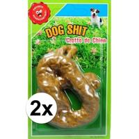 Honden nep drol/drollen poep fopartikelen 11 cm - 2x stuks - Feestartikelen humor - Fopartikelen 1 a