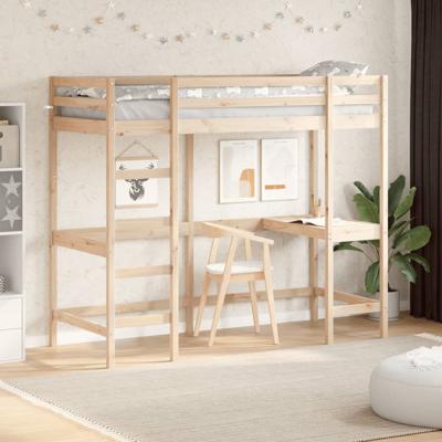 Hoogslaper met bureau massief grenenhout 75x190 cm