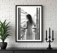 Dame in een ochtend realistische fotoposter