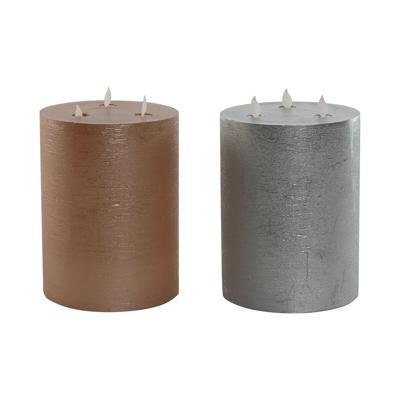 LED kaars DKD Home Decor Gouden Zilverkleurig 15 x 15 x 20 cm (AA) (2 Stuks)