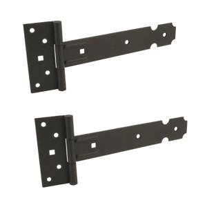 Poort scharnier - 3x - zwart - 40 x 3,5 cm - staal epoxy - hekwerk/kruisheng scharnieren