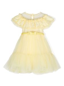 Monnalisa robe en tulle à volants - Jaune