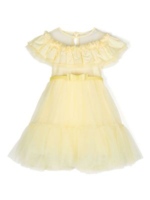 Monnalisa robe en tulle à volants - Jaune