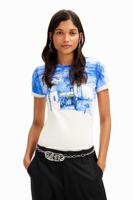 T-shirt mediterraan landschap - BLUE - L