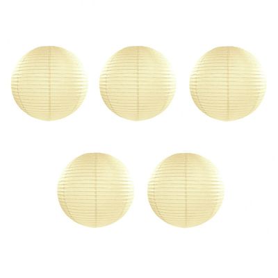5x stuks Luxe bol lampionen wit ivoor van 50 cm 5x stuks Luxe bol lampionen wit ivoor van 50 cm
