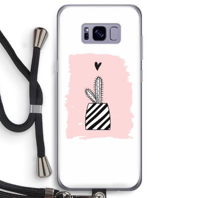 Zwart-wit cactus: Samsung Galaxy S8 Transparant Hoesje met koord