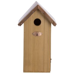 Vogelhuisjes/nestkastje koolmees koperen dak 30 cm met kijkluik