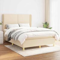 Boxspring met matras stof crèmekleurig 140x190 cm