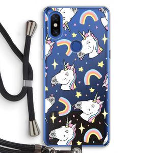 Rainbow Unicorn: Xiaomi Mi Mix 3 Transparant Hoesje met koord