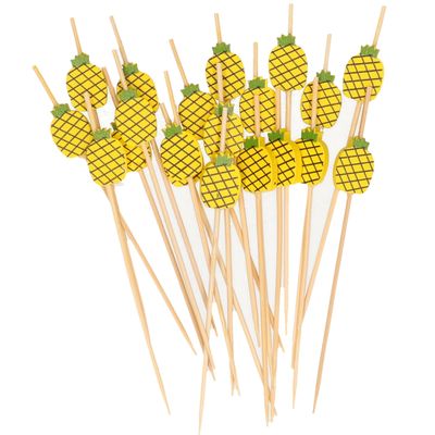 Cocktail/tapas prikkers - ananas - 20x stuks - bamboo - 12 cm Cocktail/tapas prikkers - ananas - 20x stuks - bamboo - 12 cm