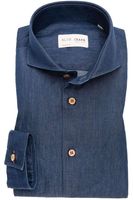 Blue Crane Slim Fit Denim shirt donkerblauw, Effen - thumbnail