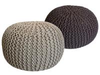 Olivia - Sitzhocker Pouf SET 2 - gerecycled katoen - Ø 55 cm H 37 cm
