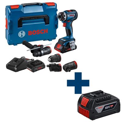 Bosch Professional GSR 18V-90 FC Accu Schroefboormachine FlexiClick 18V 4.0Ah + 4x Hulpstukken in L-Boxx - 06019K6200