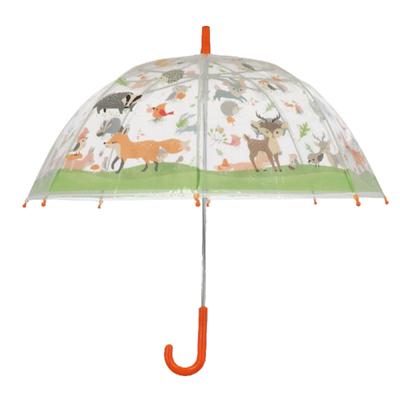 Paraplu voor kinderen - transparant - bosdieren thema - Dia 70 cm - automatisch