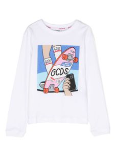 Gcds Kids sweat en coton à imprimé graphique - Blanc