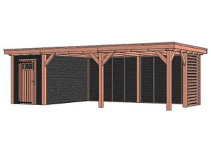 Tijdelijk 15% korting | Buitenverblijf Siena 820x415 cm - Combinatie 1- Plat dak- Onbehandeld lariks Douglas hout- Trendhout