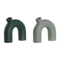 Vaas Home ESPRIT Groen Aluminium 19 x 5 x 17 cm (2 Stuks)