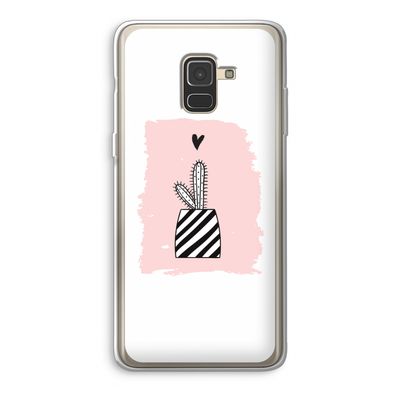 Zwart-wit cactus: Samsung Galaxy A8 (2018) Transparant Hoesje