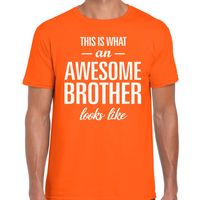 Awesome Brother tekst t-shirt oranje heren - thumbnail