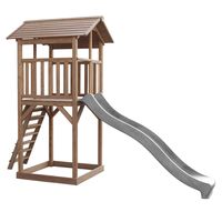 AXI Beach Tower Speeltoestel van hout in Bruin Speeltoren met zandbak en grijze glijbaan - thumbnail