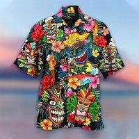 Heren overhemd set button-down tops korte mouw outdoor straat cartoon turndown regenboog mode hawaiian comfortabel strand/zomer/zomer Lightinthebox