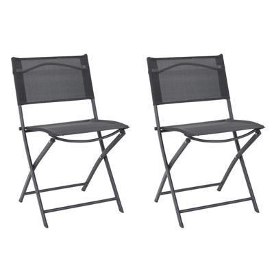 Home Deco Factory camping buiten klapstoel - 2x - aluminium - donkergrijs - L46 x B50 x H80 cm