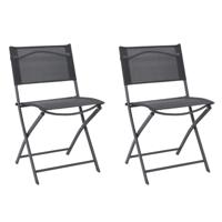 Home Deco Factory camping buiten klapstoel - 2x - aluminium - donkergrijs - L46 x B50 x H80 cm