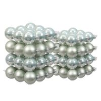 72x stuks glazen kerstballen mintgroen (oyster grey) 4 en 6 cm mat/glans - Kerstbal