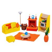 Goki poppenhuis meubeltjes woonkamer, 24dlg.