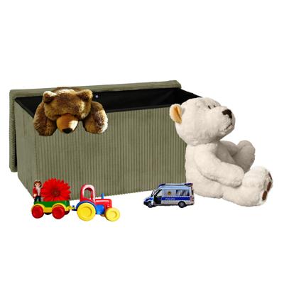 Speelgoed en spullen opbergkist - opvouwbaar - groen - MDF/polyester - 76 x 38 x 38 cm - en zitje