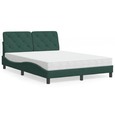 Bed met matras fluweel donkergroen 140x200 cm