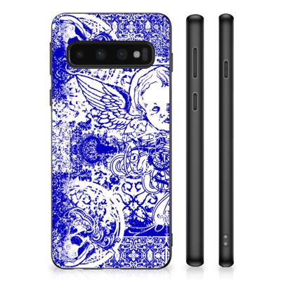 Mobiel Case Samsung Galaxy S10 Angel Skull Blauw